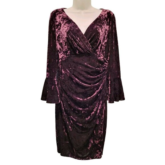 Ralph Lauren Dresses & Skirts - Lauren Ralph Lauren Purple Crushed Velvet Bell Sleeve Dress Sz 10 Whimsygoth